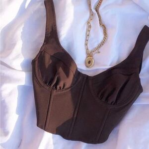 Brown zip up corset